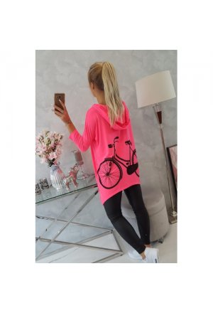 Bluza z nadrukiem roweru różowy neon
