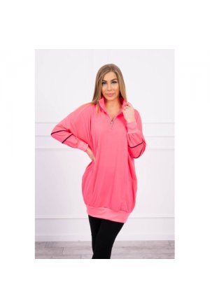 Bluza z suwakiem i kieszeniami różowy neon