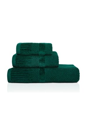 Komplet 3- Ręczników 50x90 cm. 550gsm Bawełna 100 % Ciemny Zielony IVO