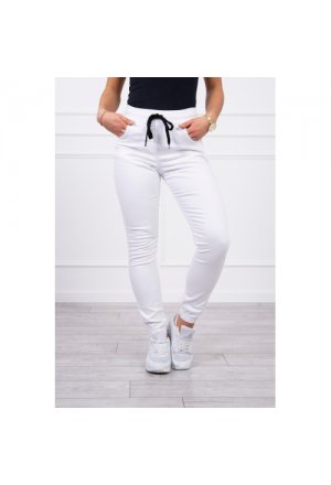 Spodnie jeansowe ze ściągaczem białe