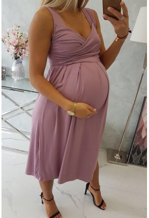Sukienka Ciążowa z szerokimi ramiączkami ciemno różowa
