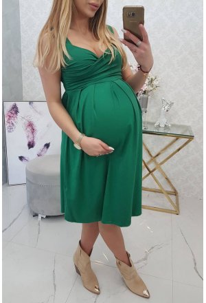 Sukienka Ciążowa z szerokimi ramiączkami zielona