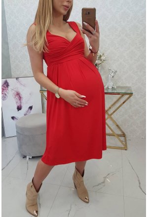 Sukienka Ciążowa z szerokimi ramiączkami czerwona