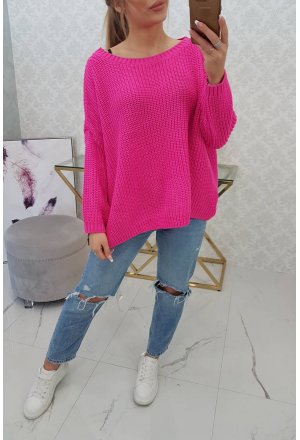 Sweter szeroki oversize różowy neon