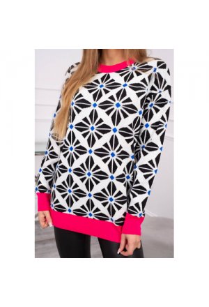Sweter z geometrycznym motywem biały