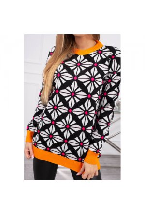 Sweter z geometrycznym motywem czarny