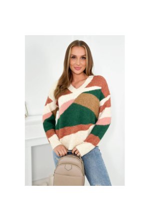 Sweter z geometrycznym wzorem jasny beżowy