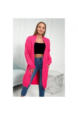 Sweter z warkoczowym splotem różowy neon