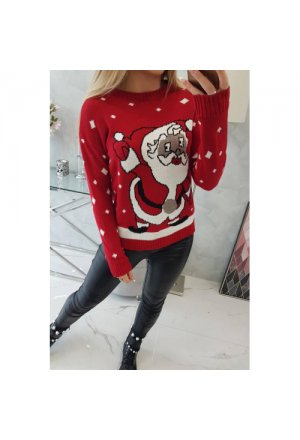 Sweter ze Świętym Mikołajem czerwony