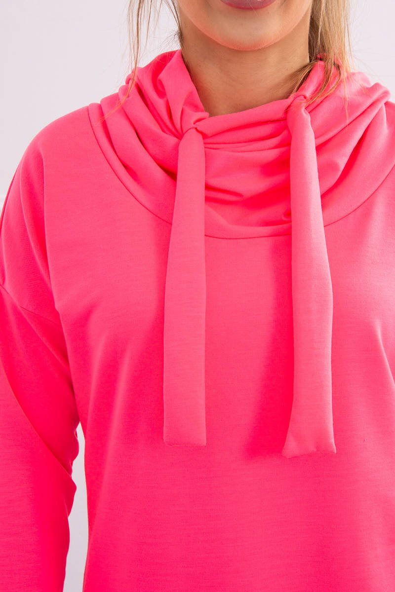  Tunika Plus Size z kopertowym przodem Oversize różowy neon
